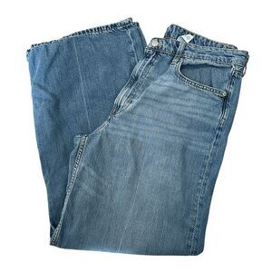 H&M Classic Blue High Waisted Wide Leg Relaxed Fit Light Weight Denim Jeans